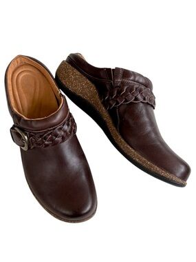 EUC Aetrex Leather Libby Comfort Clogs Brown Size 9 - 9.5